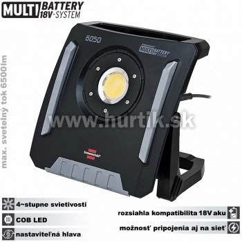 Aku lampa LED MULTI Battery (+ 230V) / 6200 lm [18V, bez aku, nabíjačky, krabica, adaptér MAKITA, METABO, BOSCH, DEWALT, MILWAUKEE]