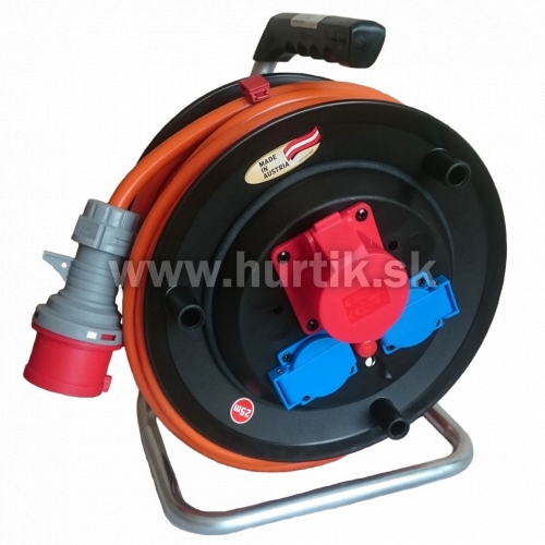 Bubon predlžovací 2+1z/25m (5G2,5) na 230V a 400V, s káblom Bremaxx