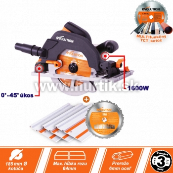 Píla kotúčová Evolution R185 CCSX + 2x kotúč TCT + vodiaca lišta (predtým píla RAGE 1-B)