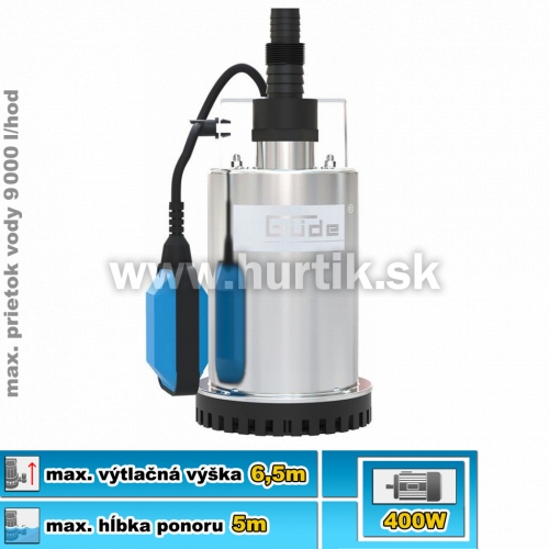 Čerpadlo ponorné na plytkú vodu GFS4000 Inox, 9000 l/h, 6,5 m, 3/4