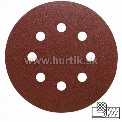 Výsek kruhový Suchý zips 125 mm, K 80 / PS 22 K GLS5/8 dier (drevo, kovy univerzálne, nerez, farba, lak, tmel, plasty)