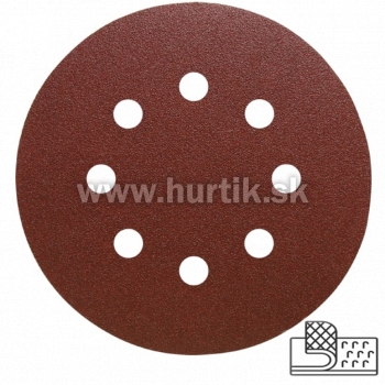 Výsek kruhový Suchý Zips 125 mm, K240 / PS 22 K GLS5/8 dier (drevo, kovy univerzálne, nerez, farba, lak, tmel, plasty)