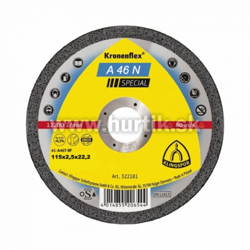 Kotúč rezný 115x2,5x22,2 / A 46 N SUPRA (hliník)