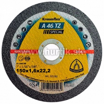 Kotúč rezný 150x1,6x22,2 / A 46 TZ SPECIAL (oceľ, nerez)