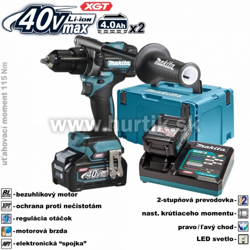 Aku skrutkovač príklepový HP001GM201 / XGT [40V, 2x aku 4,0Ah, nabíjačka, kufor]