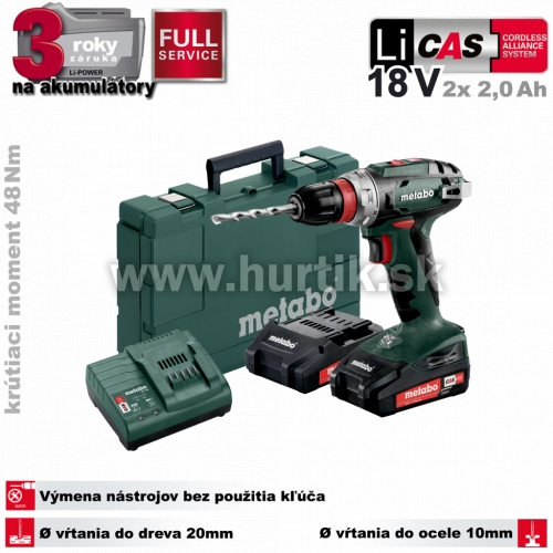 Aku skrutkovač BS 18 Quick [18V, 2x aku 2,0Ah, nabíjačka, kufor]
