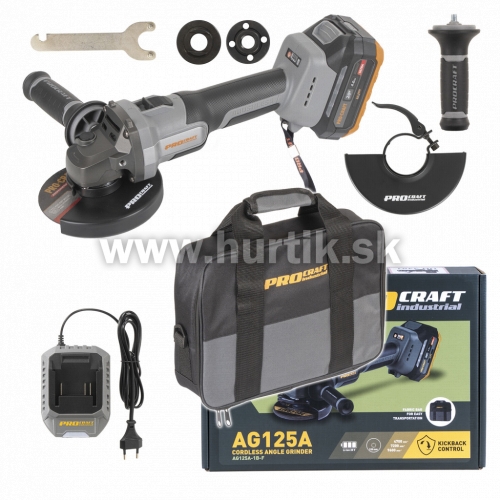Aku brúska AG125A-1B-F / 20V, 1x Aku 4Ah, nabíjačka, taška/