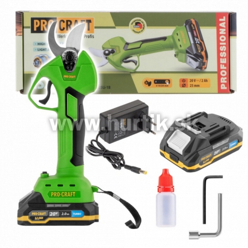 Aku nožnice na konáre ES25Li [20V, 1x aku 2,0Ah, nabíjačka, krabica]