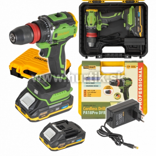 Aku skrutkovač PA18ProDFR / 20V, 1x Aku 1,5Ah, nabíjačka, kufor/