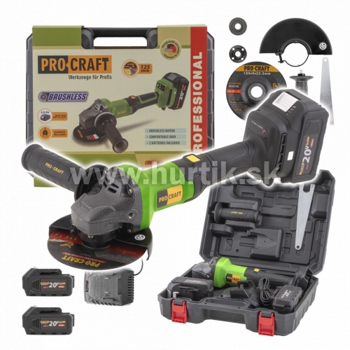 Aku brúska PGA20 / 20V, 2x Aku 4Ah, nabíjačka, kufor/