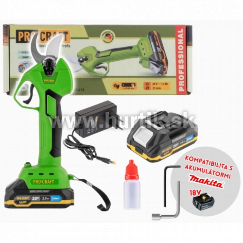 Aku nožnice na konáre ES25Li [20V, 1x aku 2,0Ah, nabíjačka, krabica]