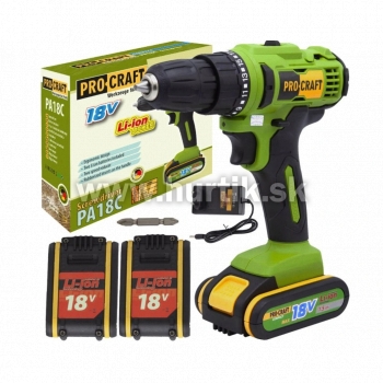 Aku skrutkovač PA18C / 18V, 2x Aku 1,5Ah, nabíjačka, krabica/