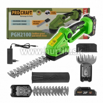 Aku nožnice na trávu PGH2100 [20V, 1x aku 2,0Ah, nabíjačka, krabica]