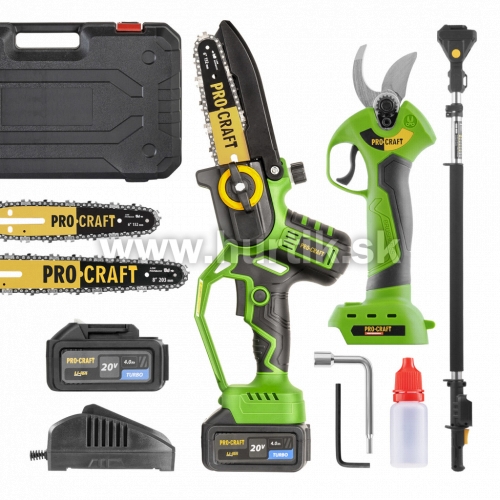 Záhradná sada aku nožnice na konáre a reťazová píla SPKA32Li-ES28Libb-EP2.0 [20V, 1x aku 4,0Ah, nabíjačka, kufor]