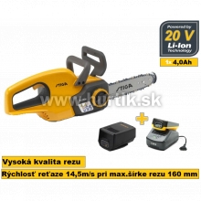Aku píla reťazová  CS 100e  Kit [20V, 1x aku 4,0Ah, nabíjačka, krabica]