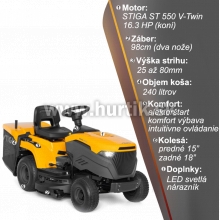 Traktor trávny ESTATE 598 W (2398 HW), záber 98cm, STIGA ST 550 / 16HP - 2 valec