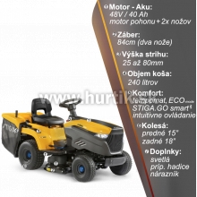 Aku Traktor trávny C 584e (Estate 84 V2 electric), záber 84cm, Lithium-ion batéria 48V, 40 Ah - do 4000m2