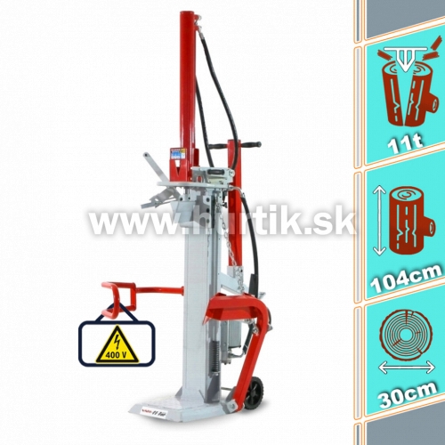 Štiepačka dreva VARI 11t na 400V / 11 ton, max. dĺžka polena 1.040mm, max. priemer kmeňa 300mm
